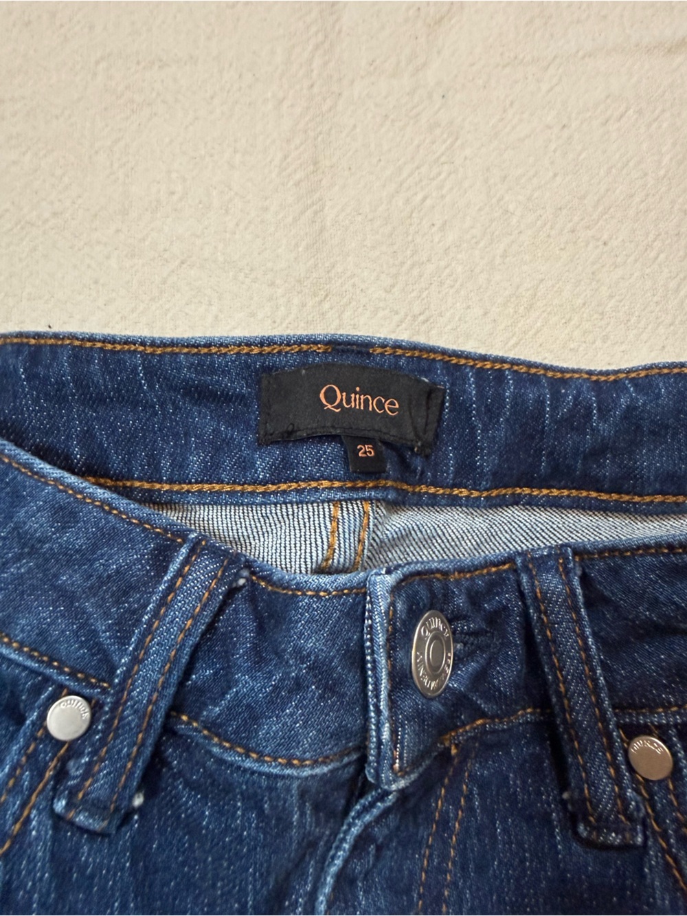 Quince Bella Stretch Relaxed Straight Jeans Stormy Blue Size 25 Short Petite - Picture 4 of 12